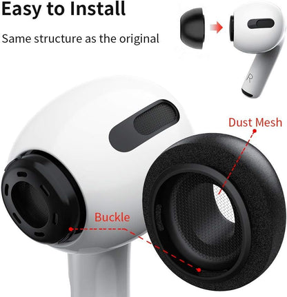 Lanwow Premium Memory Foam Tips for AirPods Pro. No Silicone Eartips Pain. Anti-Slip Eartips. Fit in The Charging Case, 3 Pairs (S/M/L, Black)