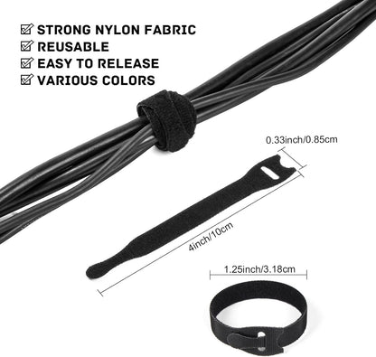 OneLeaf 180PCS Valuable Wire Organizer 4Inch Reusable Cable Ties with Hook and Loop, Colorful Fastening Cord Ties Wire Management for Home, Office, Data Centers, and Electronics, 5 colors