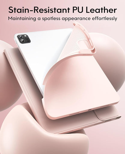 GreenLaw Keyboard Case for iPad Air 11-inch (M3/M2) 2025/2024 & Air 4th/5th Gen & iPad Pro 11 inch (1st/2nd/3rd/4th Gen), Smart Touchpad, 7-Color Backlit, Stain Resistant Cover, Blush Pink