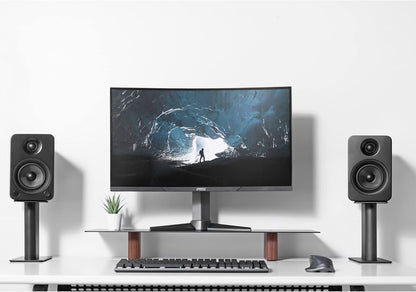 Kanto SP9 Rising Desktop Speaker Stands for Small/Medium Bookshelf Speakers & Compact/Mid-Size 2”-4” Studio Monitors | 8.3" Tall | Black | Pair