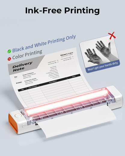 Phomemo Inkless Portable Printer for Travel - Wireless Thermal Printer Compatible with Phone & Laptop, Bluetooth Printers Supports 8.5" X 11" Letter Thermal Paper, Come with Carry Case