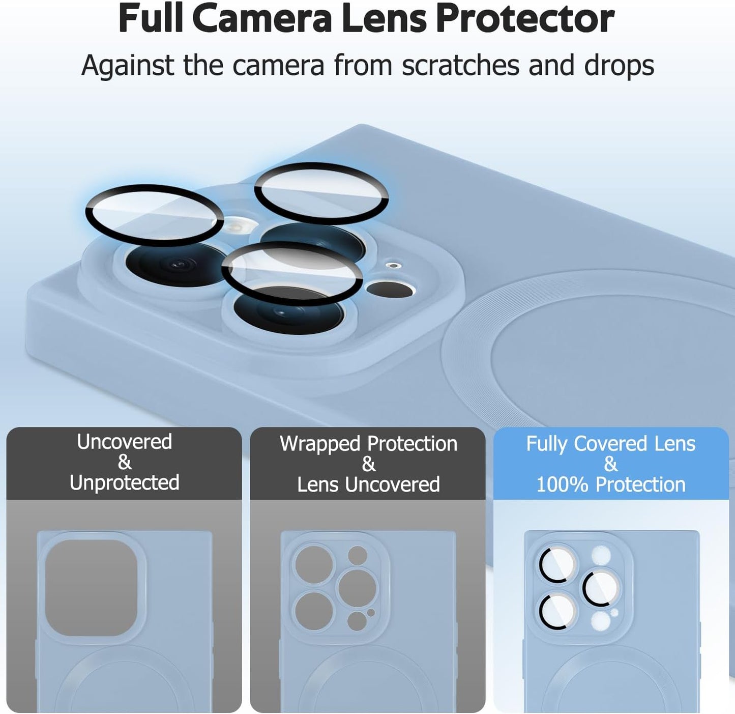 Designed for iPhone 15 Pro Case Compatible with Magsafe Cover Camera Lens Protector Military Grade Protection Shockproof Soft TPU Slim Magnetic Phone Case for iPhone 15 Pro Blue