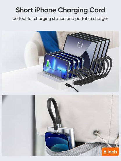 CableCreation 2-Pack Short iPhone Charger Cable 0.5FT/0.15m [MFi Certified], USB to Lightning Cable Data Sync Cord Compatible with iPhone 14/14 Pro, AirPods Pro, iPhone 13/12/ 12 Pro, SE, iPad, iPod