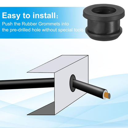PATIKIL 13.5mm / 1/2 Inch Drill Hole,7/16 Inch ID Rubber Grommets, 12Pcs Top Hat Grommet for Wiring Eyelet Ring Gasket Automotive Firewall Cable Hole Plugs Wires Protection, Black