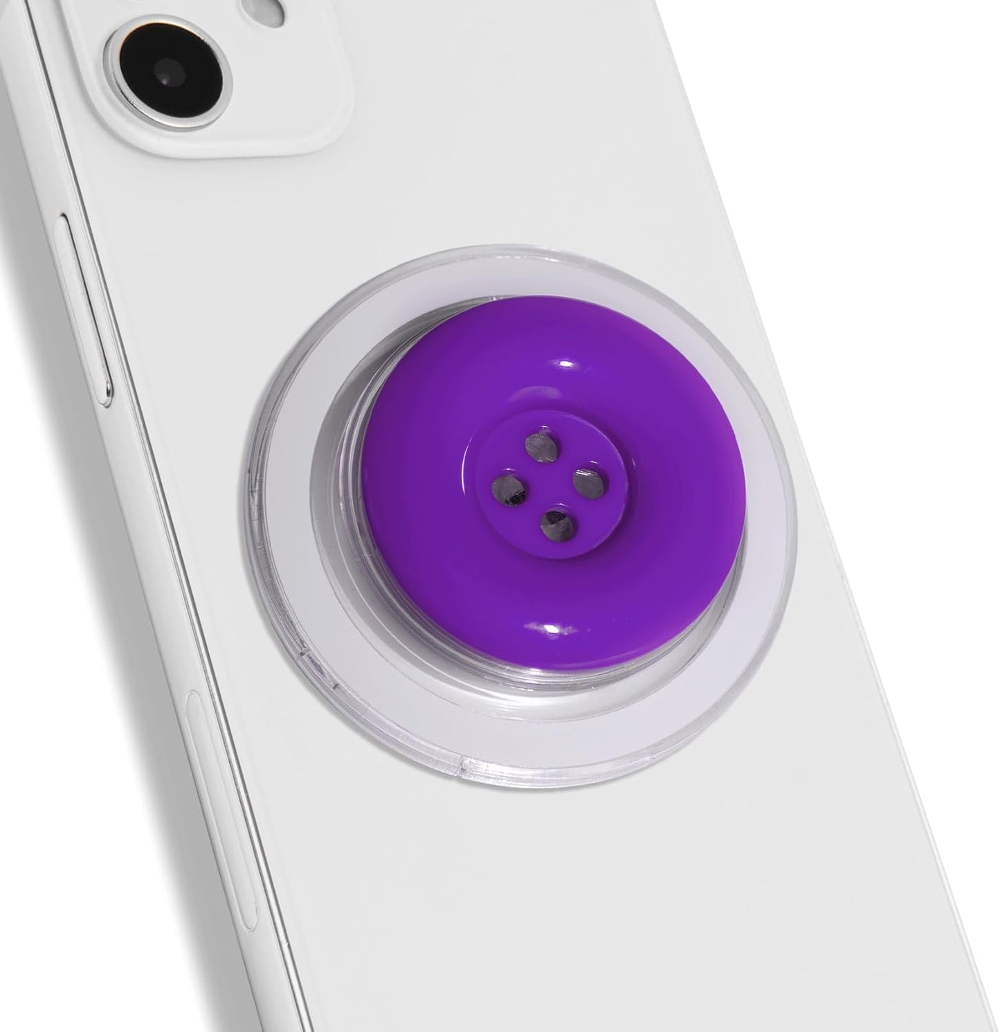 Solid Color Button Phone Grip – Minimalist Design, Durable and Lightweight, Grip and Stand for Smartphones (Purple, Magnetic Type)