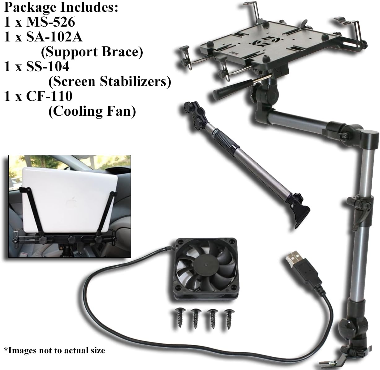 Mobotron MS-526B Heavy Duty Laptop Mount Holder for Cars, Trucks, SUVs, and other Applications with Complete Accessory Package