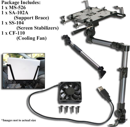 Mobotron MS-526B Heavy Duty Laptop Mount Holder for Cars, Trucks, SUVs, and other Applications with Complete Accessory Package