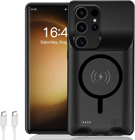 Battery Case for Galaxy S23 Ultra, [12000mAh] Slim Portable Protective Fast Charging Case Backup Power Bank Battery Case Compatible with Galaxy S23 Ultra-6.8 inch-Black