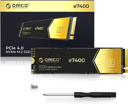 ORICO 512GB NVMe SSD PCIe 4.0- Up to 7200MB/s, M.2 2280 PCIe 4.0X4 Internal Solid State Drive, Fast Heat Dissipation, Compatible with macOS Windows for Gamers and Creators-e7400