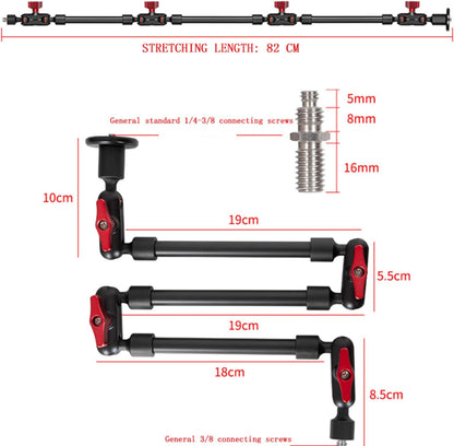 Adjustable Articulating Magic Arm with Clamp and Phone Holder Clip for Desk Mount, Desk Stand, Cell Phone Tripod