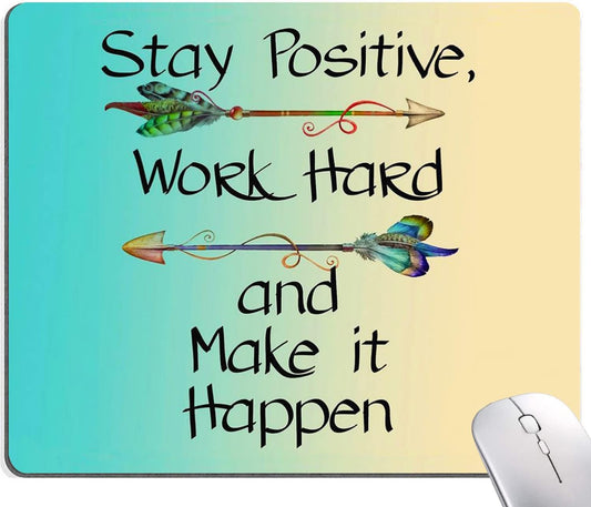 IMAYONDIA Mouse Pad - Inspirational Quotes, Waterproof, Non-Slip Rubber Base, Square Mouse Mat for Computer Laptop, Stay Positive