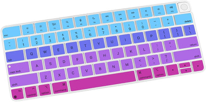 Allinside Silicone Keyboard Cover for iMac Magic Keyboard A2449/A2450, Protective Skin for iMac 24" Wireless Keyboard Released in 2021, US Layout, Ombre Blue Pink