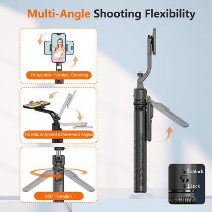 AI Face Tracking Tripod with Remote 360° Auto Rotation Selfie Stick Tripod for iPhone Extendable to 65" 1/4" Screw Phone Mount for iPhone Android TikTok Streaming Travel