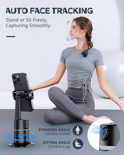UBeesize Auto Face Tracking Tripod with Adjustable Desk Tripod, 360° Rotating vlogging kit for iPhone with Remote & Gesture Control, Rechargeable Selfie Fill Light, No App Required