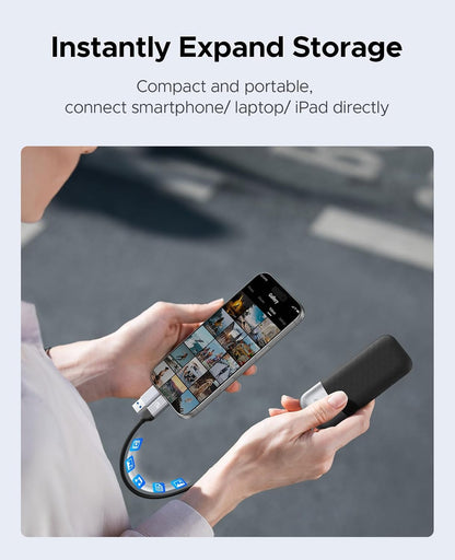 ORICO 512GB Portable SSD, Up to 1050MB/s, Compact with 2 in 1 USB C & A Cable, External Solid State Drives, Reliable Storage for USB C Smartphone, Tablet, PC - M10PRO