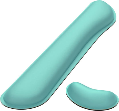 Dapesuom Enlarge Keyboard Wrist Rest, Memory Foam Wrist Cushion for Desk Mats Support, Cute Typing Pain Relief Keyboard Mouse Pad Rests Set with Non-Slip Base for Gaming Laptop Office Computer, Green