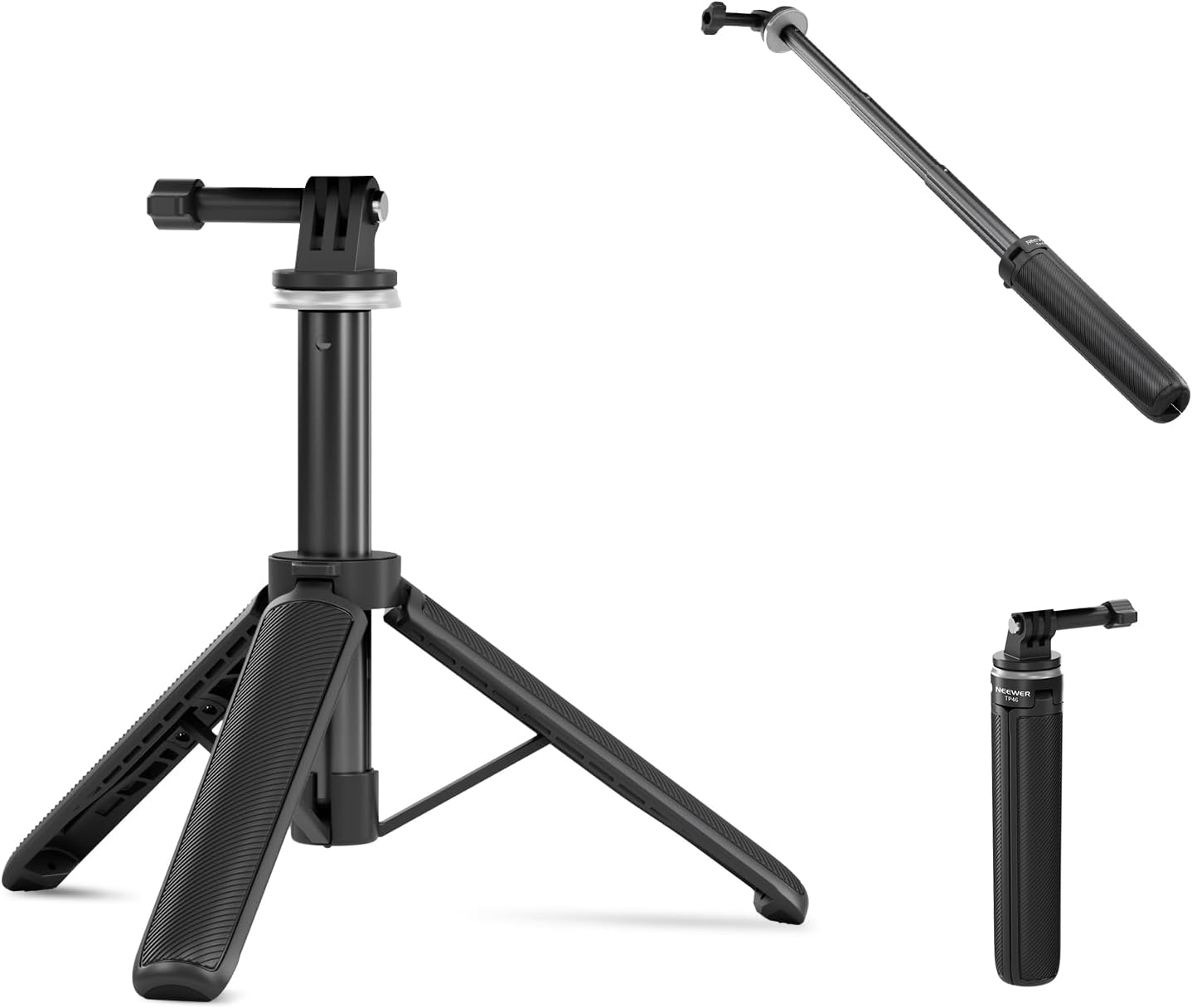 NEEWER Basic Selfie Stick Tripod for DSLR Action Camera Webcam, Mini Vlogging Video Desk Stand Accessories Compatible with GoPro Hero 13 12 Insta360 DJI Osmo Action 5 Pro AKASO EK7000 Brave 4 7, TP46