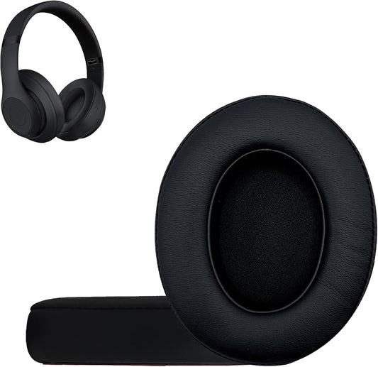 Replacement Ear Pads Cushions for Beats Studio（B0501、B0500），Beats Studio 2 & Studio 3 Wired & Wireless Headphones, Earpads with Soft Protein Leather, Noise Isolation Memory Foam - Grey (Black)