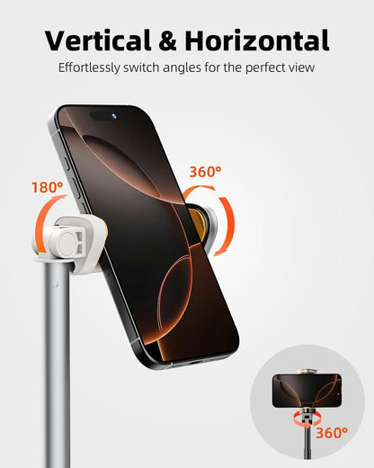 TODI Selfie Stick Tripod for iPhone, 60" Lightweight Phone Tripod Stand with Wireless Remote, Extendable Selfie Stick for Android, All-in-1, Compatible with iPhone/Android (White)