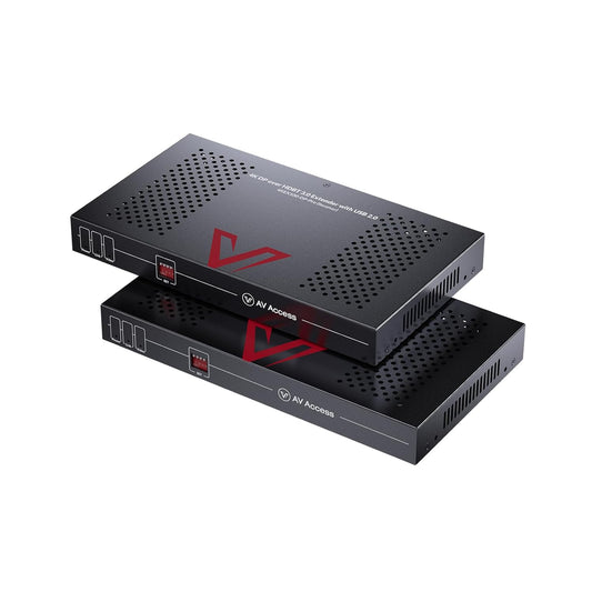 AV Access 4K DisplayPort 1.2a KVM Extender DP Over Ethernet HDBaseT 3.0 PoE, Uncompressed 4K Transmission up to 100m/330ft, 144-240Hz, 4*USB 2.0 Ports, 2-Way Audio, Zero Latency (4KEX100-DP-Pro)