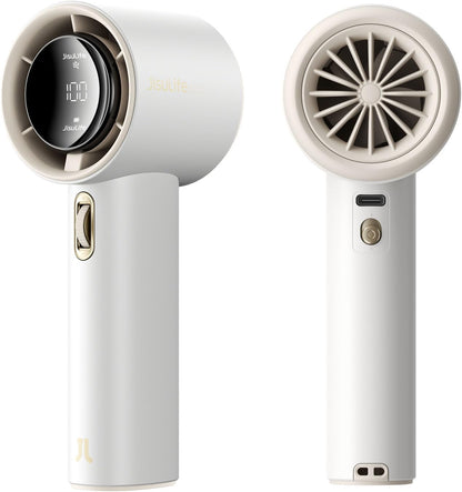 JISULIFE Portable Handheld Fan, Speed(1-100) Adjustable Turbo Mini and 3600mAh Battery Rechargeable Personal Fan, Digital Display, Gifts for Women Men Travel/Camping/Outdoor-White