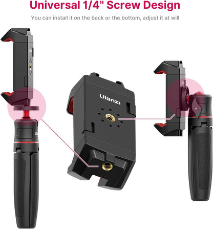 ULANZI ST-29 Phone Tripod Mount, Universal 2-in-1 Tablet Smartphone Holder Adapter with Cold Shoe Mount, 2.6"-8.8" Extend Clip Clamp Compatible with iPad, iPhone, Samsung Galaxy and More