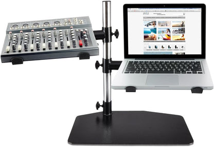 Pyle Portable Dual Laptop Stand – Standing Table Holder with Bracket Arms,Adjustable Height,Ergonomic Design, 360° Swivel for DJ Mixer,Sound Equipment,Workstation,Gaming & Home Use with Tilt Function