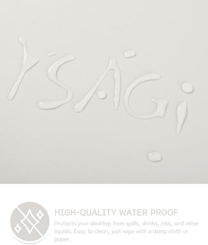 YSAGi Non-Slip Leather Desk Pad L Size, Waterproof Laptop Computer Desk Keyboard Mat, Table Protector Blotter Mat, Large Mouse Pad for Office/Work/Home/Decor(Apricot Gray, 35.4" x 17")