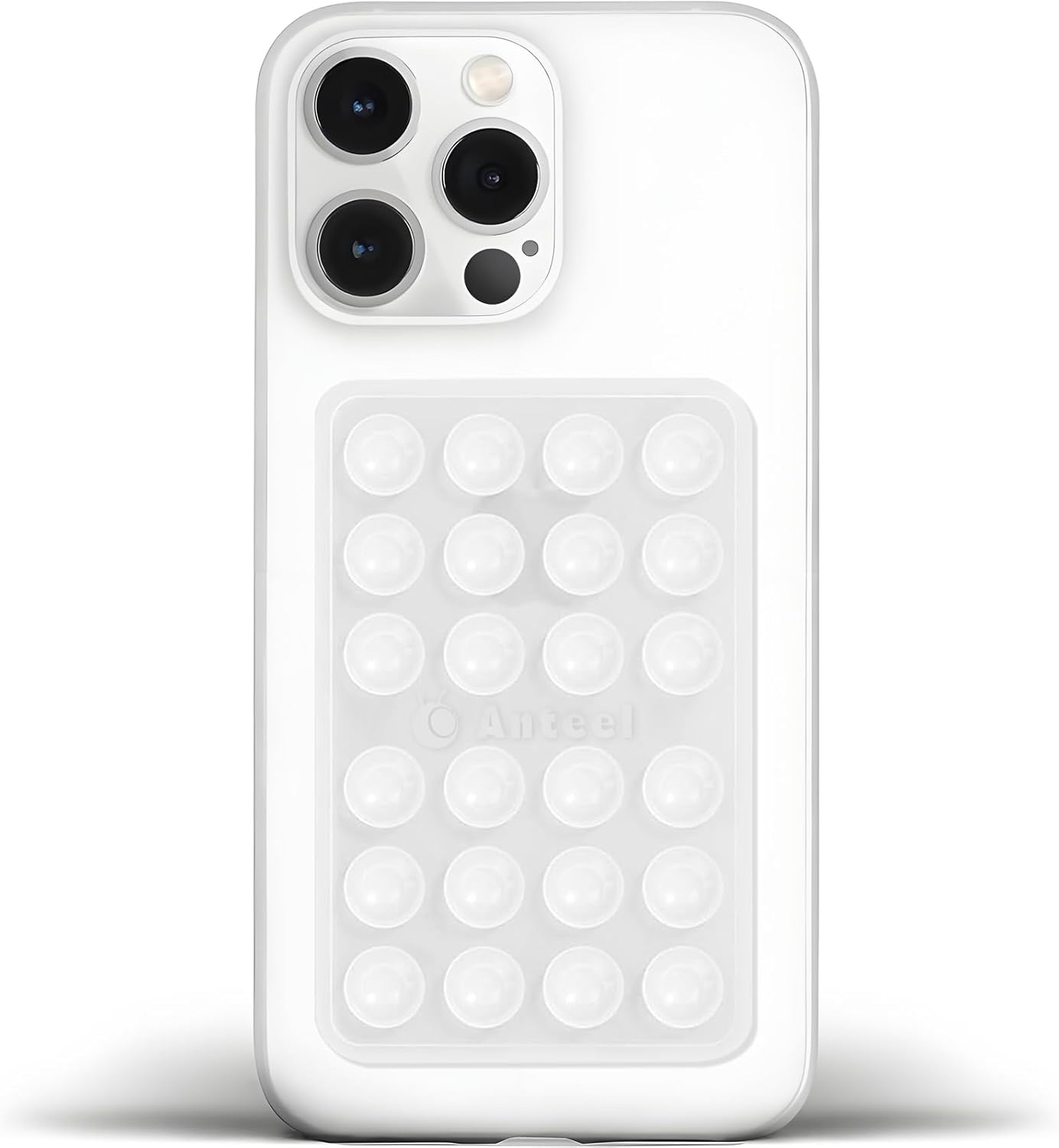 Anteel Medium-Sized Silicone Suction Phone Case Adhesive Mount, Enhanced Suction Power and Upgraded Thickened Sticky Phone Grip, Durable, Hands-Free Sticky Phone Holder, 2.28"x3.46" (Translucent)