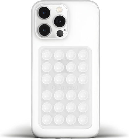 Anteel Medium-Sized Silicone Suction Phone Case Adhesive Mount, Enhanced Suction Power and Upgraded Thickened Sticky Phone Grip, Durable, Hands-Free Sticky Phone Holder, 2.28"x3.46" (Translucent)