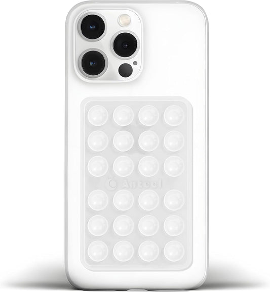 Anteel Medium-Sized Silicone Suction Phone Case Adhesive Mount, Enhanced Suction Power and Upgraded Thickened Sticky Phone Grip, Durable, Hands-Free Sticky Phone Holder, 2.28"x3.46" (Translucent)
