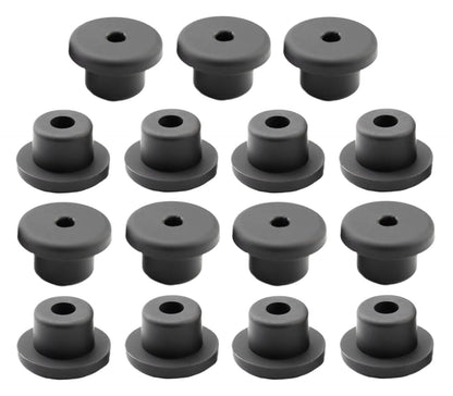 15 pcs 9/16" Drill Hole，1/4" ID Black Silicone Top hat Rubber Grommets for Wiring，Automotive，Firewall，Hole Plug，Desk，Screw，Water and Gas Pipe，Drain，House Siding，Cable Bushing，Glass，Wire Plug