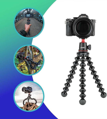 JOBY GorillaPod 3K Kit, Compact Stand 3K and Ballhead for Compact Cameras, Tripod Kit, Travel Tripod for Cameras, Holds Devices up to 6.6lbs, JB91507, Made in Italy, Black/Charcoal