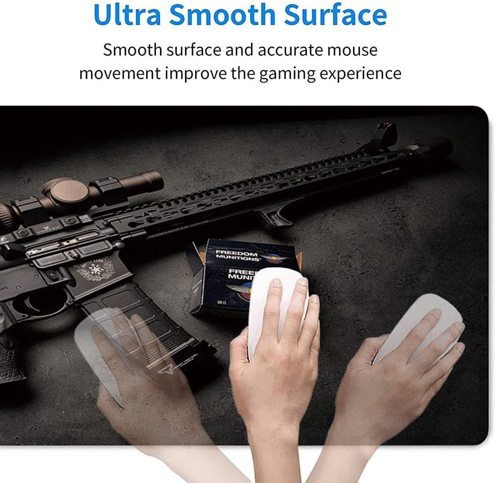 RTGGSEL 31.5x11.8 Inch Non-Slip Long Extended Large Gaming Mouse Pad with Stitched Edges XL Laptops Keyboard Mouse Mat (Black Gun)