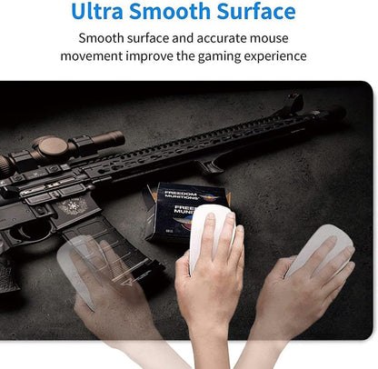 RTGGSEL 31.5x11.8 Inch Non-Slip Long Extended Large Gaming Mouse Pad with Stitched Edges XL Laptops Keyboard Mouse Mat (Black Gun)