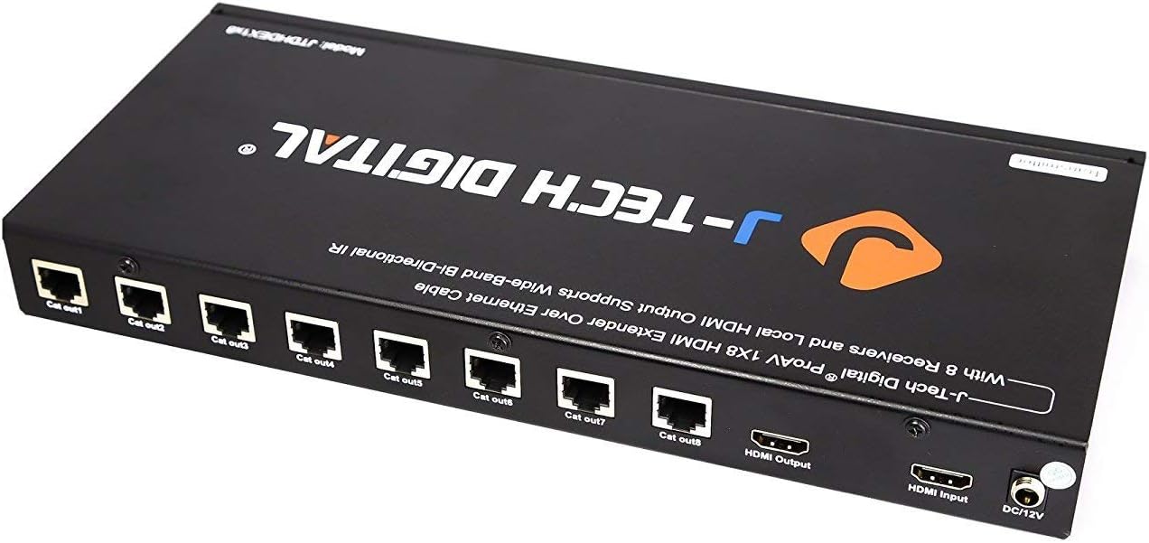 J-Tech Digital JTDHDEX1x8 ProAV Premium Quality 1X8 HDMI Extender/HDMI Amplifier/HDMI Splitter Over Ethernet Cable