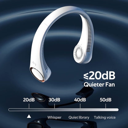 Portable Neck Fan, Hands Free Personal Fan, 360° Airflow,3-16 Running Hours, 72 Wind Outlets,4000mAh Battery USB Rechargeable, 3-Speeds，Birthday Gifts for Men Women (White)