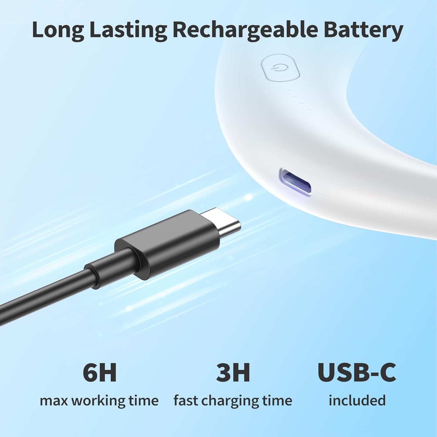 PANERGY Portable Neck Fan Rechargeable Hand Free Personal Fan Mini Wearable Battery Operated USB Fan for Men Women Kids Sport Work Travel