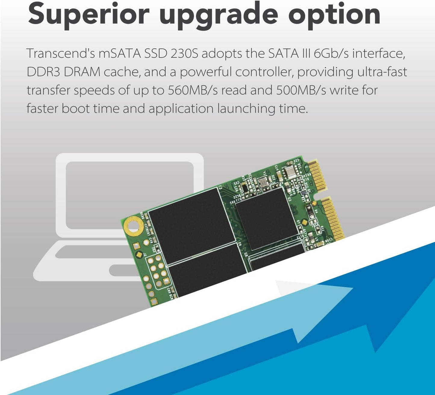 Transcend 128GB mSATA SSD with Dram Cache, Up to 550MB/s, Mini SATA III 6G/s Internal Solid State Drive for Ultrabook, Desktop, Tablet, PC, GPS, Server, 3D TLC NAND Flash, LDPC Error Correction, ECC
