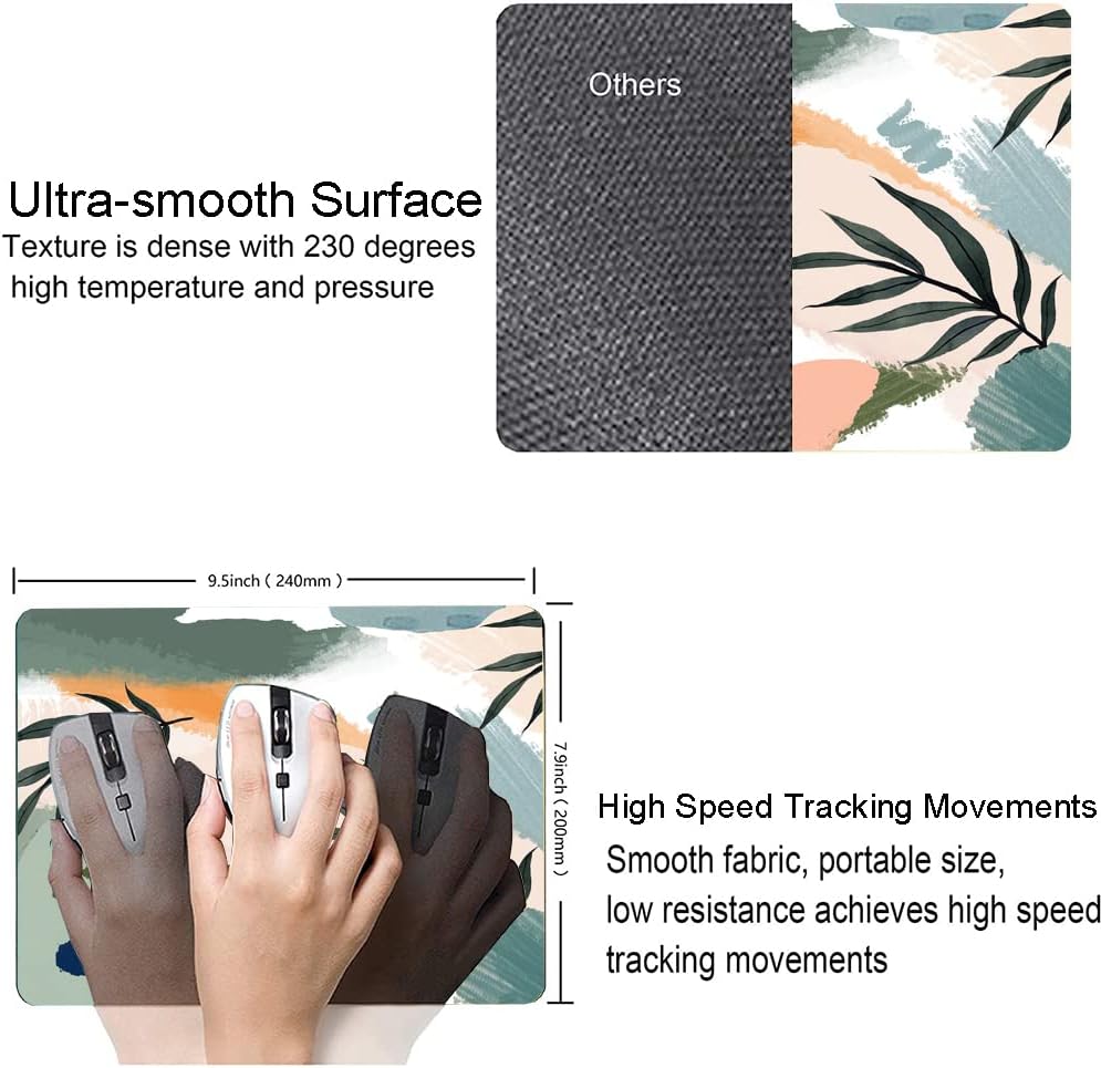 Mouse Pad, Premium-Textured Mouse Mat, Non-Slip Rubber Base Mousepad for Laptop, Computer & PC,9.5×7.9 in,Abstract Morandi Plants