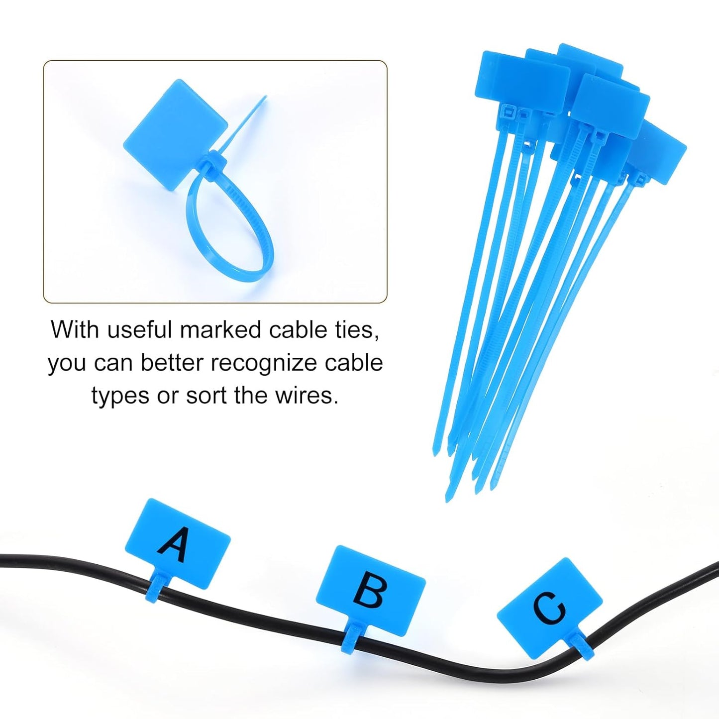 uxcell 4Pcs Cable Cord Grommet, 1-3/8"(35mm) Rubber Desk Grommets Wire Pass Through Hole Cover with Marked Cable Ties for Home Office Cable Wire Protection, Black