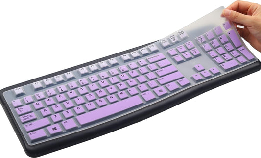 Silicone Keyboard Cover for Logitech K120 & MK120 Ergonomic Desktop USB Wired Keyboard, Logitech K120 & MK120 Keyboard Protective Skin US Layout (NOT Fit Other Model)-OmbrePurple