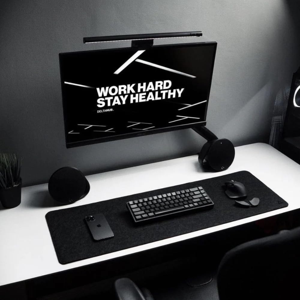 DELTAHUB - Minimalistic Felt Desk Protective Pad, Anti-Fray, Anti-Slip, Easy to Clean, Easy Glide, Long Lasting, Sleek Design, Comfortable, Resistant, Desk Mat, PC, Mac, Laptop - Large (18x32inch)