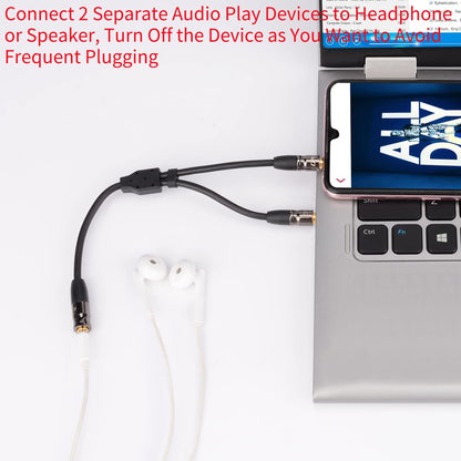 J&D 3.5 mm to 2X 3.5 mm Cable, Gold Plated Joint Copper Shell Heavy Duty 3.5mm 1/8 inch TRS Female to Dual 3.5 mm 1/8 inch TRS Male Y-Splitter Stereo Audio Adapter Cable for Headphone, 1.96 Feet