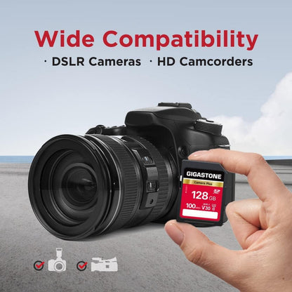 GIGASTONE 128GB SD Card 2-Pack, Camera Plus, UHS-I U3 Class 10 SDXC Memory Card Full HD Video for Canon Digital Camera, Full-Sized SD Card, with 2 mini case