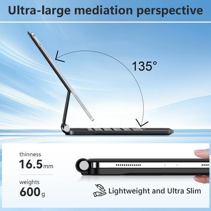 Keyboard Case for iPad Air 13 inch,iPad Pro 12.9 inch (3/4/5/6th Gen),Easy-Set Floating Cantilever Stand Magic Magnetic Backlit - Multi-Touch Trackpad Keyboard Case for iPad (Black)