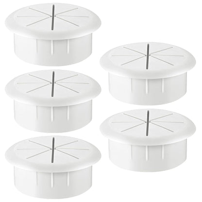HYCC 5 Pack 2 Inch Flexible Desk Grommet,Organize Wires and Cables on Office Equipment, Computer Components, Entertainment Systems Effectively - Color: White