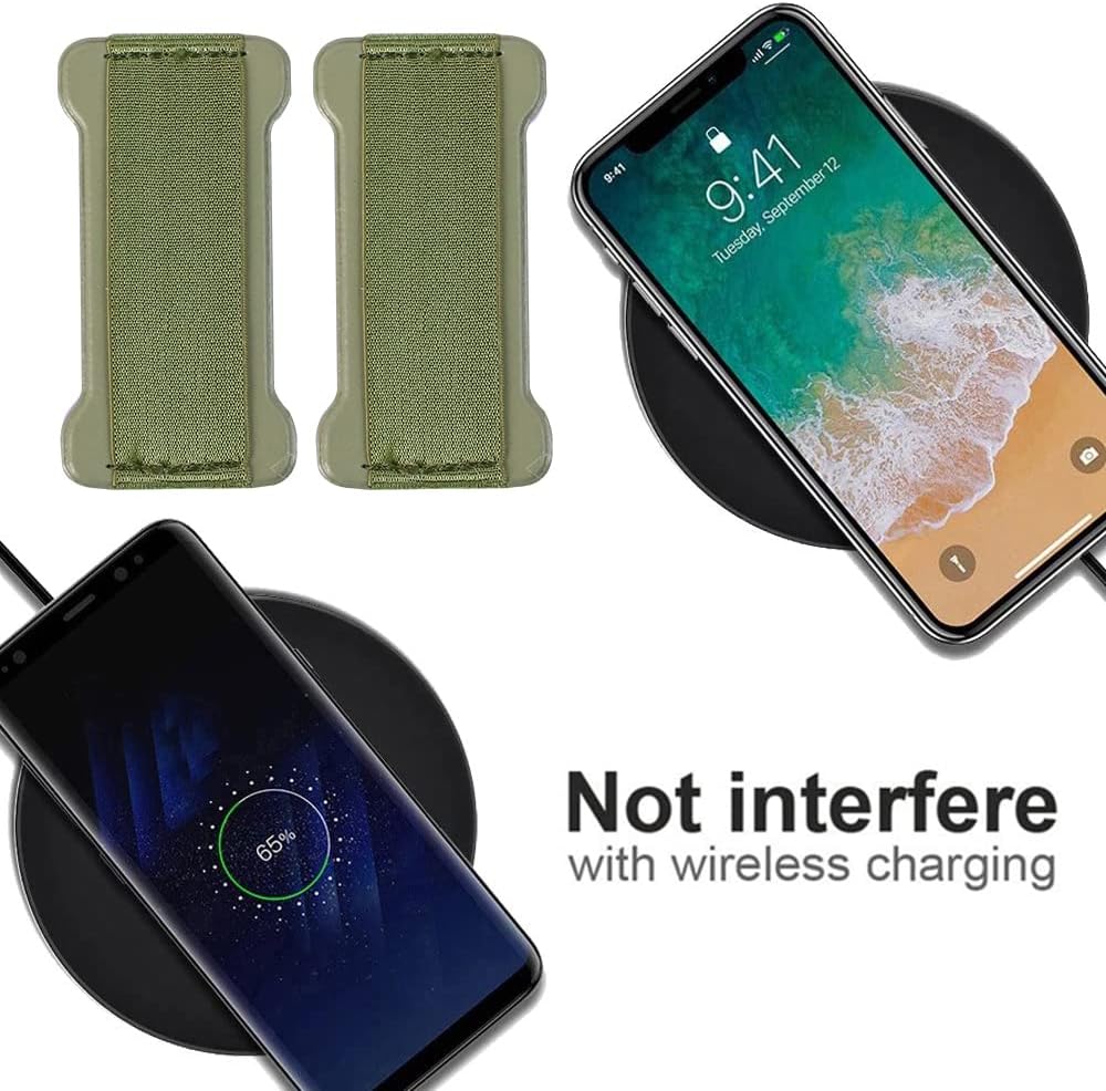 Universal Phone Grip for Smartphones - Phone Holder for Hand for Back of Phone - Wireless Charging Compatible - 2Pack(Black Green)