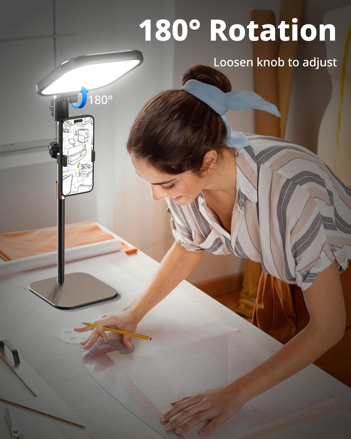 UBeesize Zoom Lighting for Computer, Video Conference Lighting for Video Calls, Desk Light with Stand and Phone Holder for Webcam, Home Office, Podcast, Online Meetings, Live Streaming