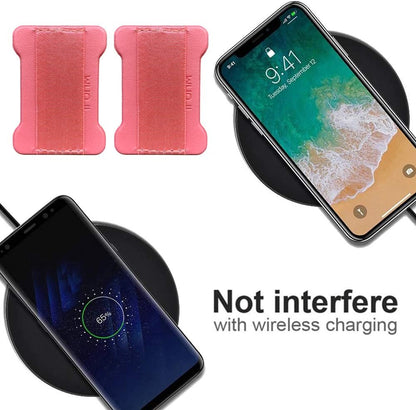 Universal Phone Grip for Smartphones - Phone Holder for Hand for Back of Phone - Wireless Charging Compatible (Black Pink) - 2Pack
